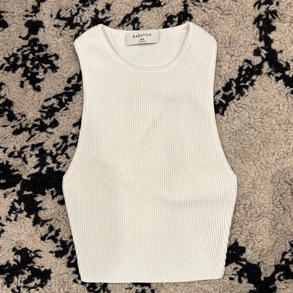Babaton Ivory Ribbed Tank Top
